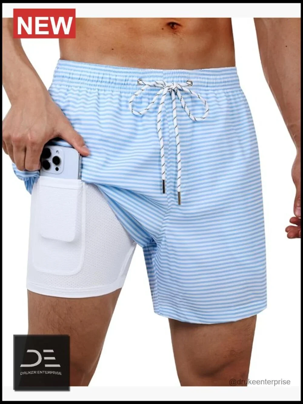 5 inch Swim Trunks with Compression Liner Pockets Drawstring Quick Dry Stretch